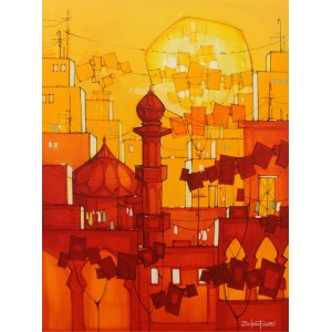 Salman Farooqi, 42 x 30 Inch, Acrylic on Canvas, Cityscape Painting, AC-SF-328